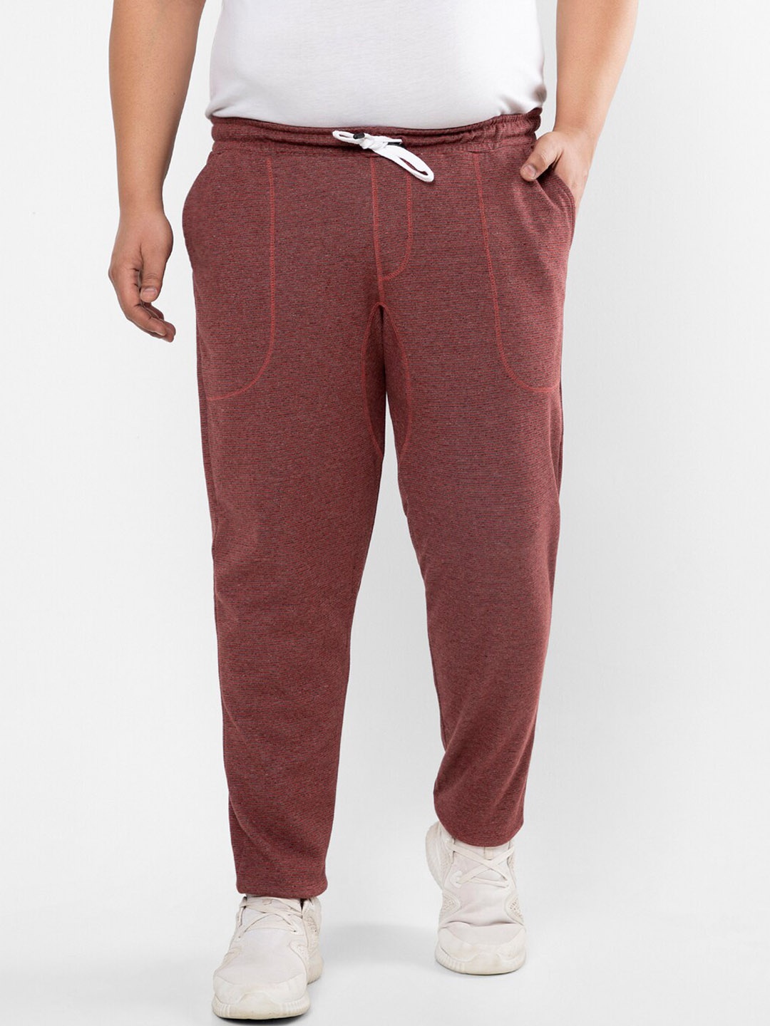 Instafab Plus Men Cotton Track Pants, Maroon