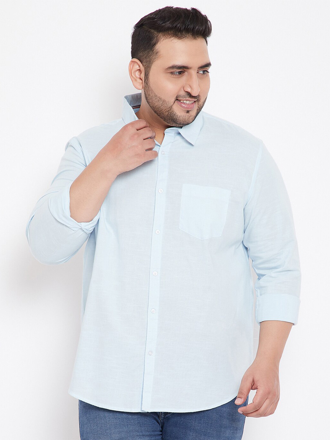 

Instafab Plus Men Plus Size Classic Cotton Casual Shirt, Blue