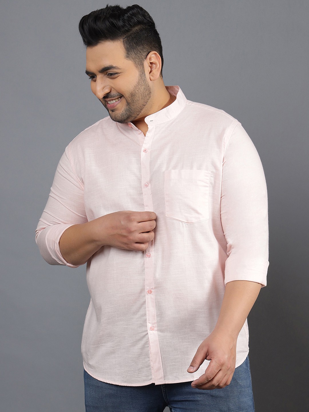 

Instafab Plus Men Cotton Plus Size Classic Casual Shirt, Pink