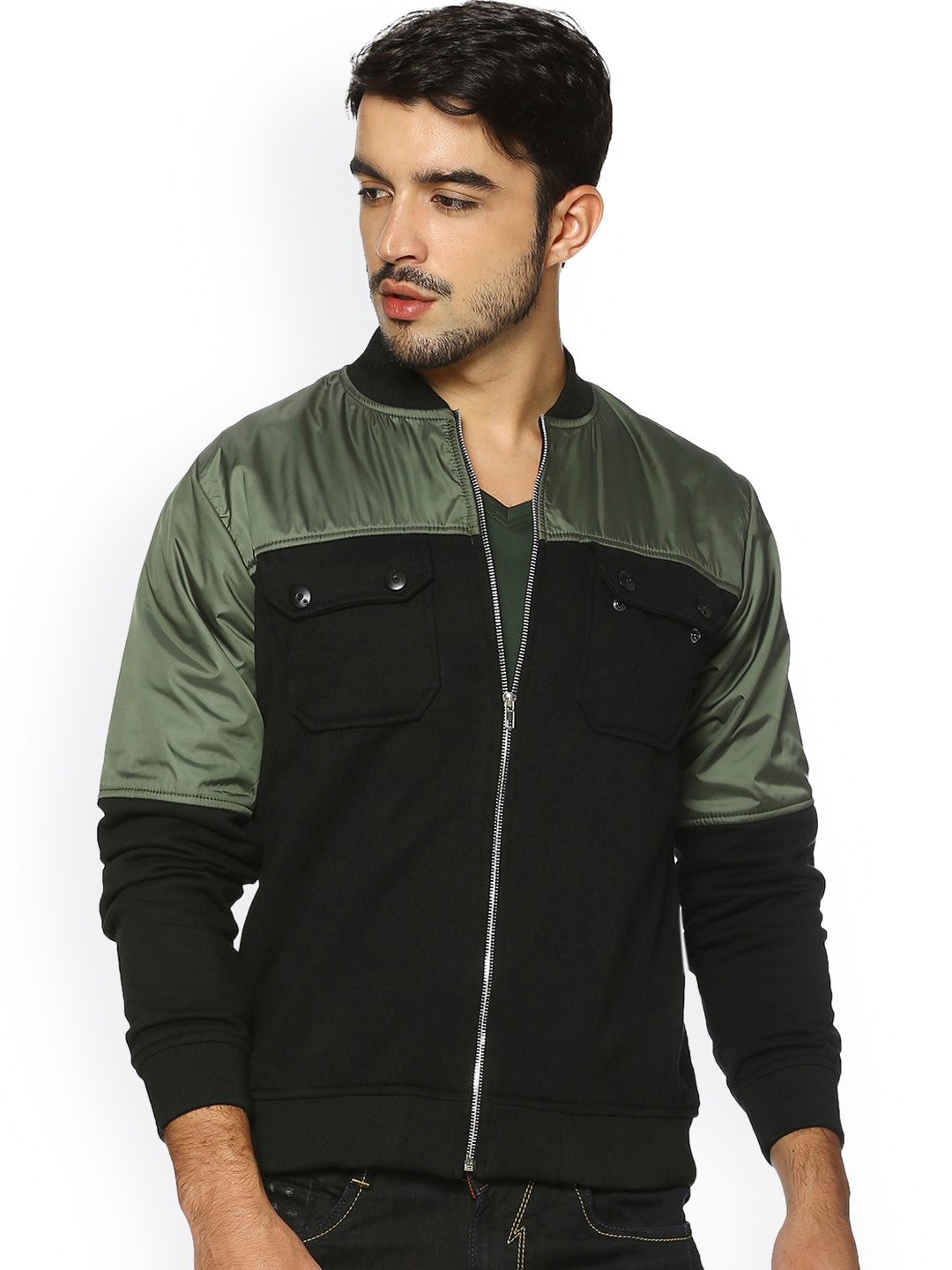 

Campus Sutra Men Black Solid Jacket