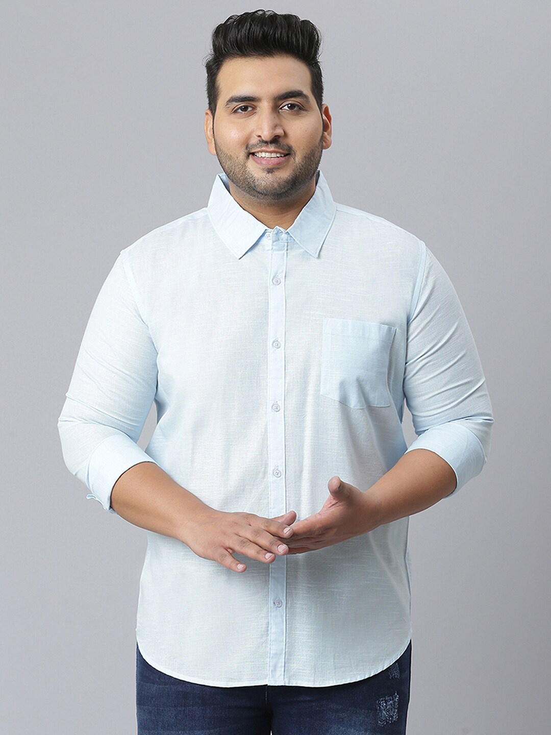 

Instafab Plus Men Plus Size Classic Cotton Casual Shirt, Blue