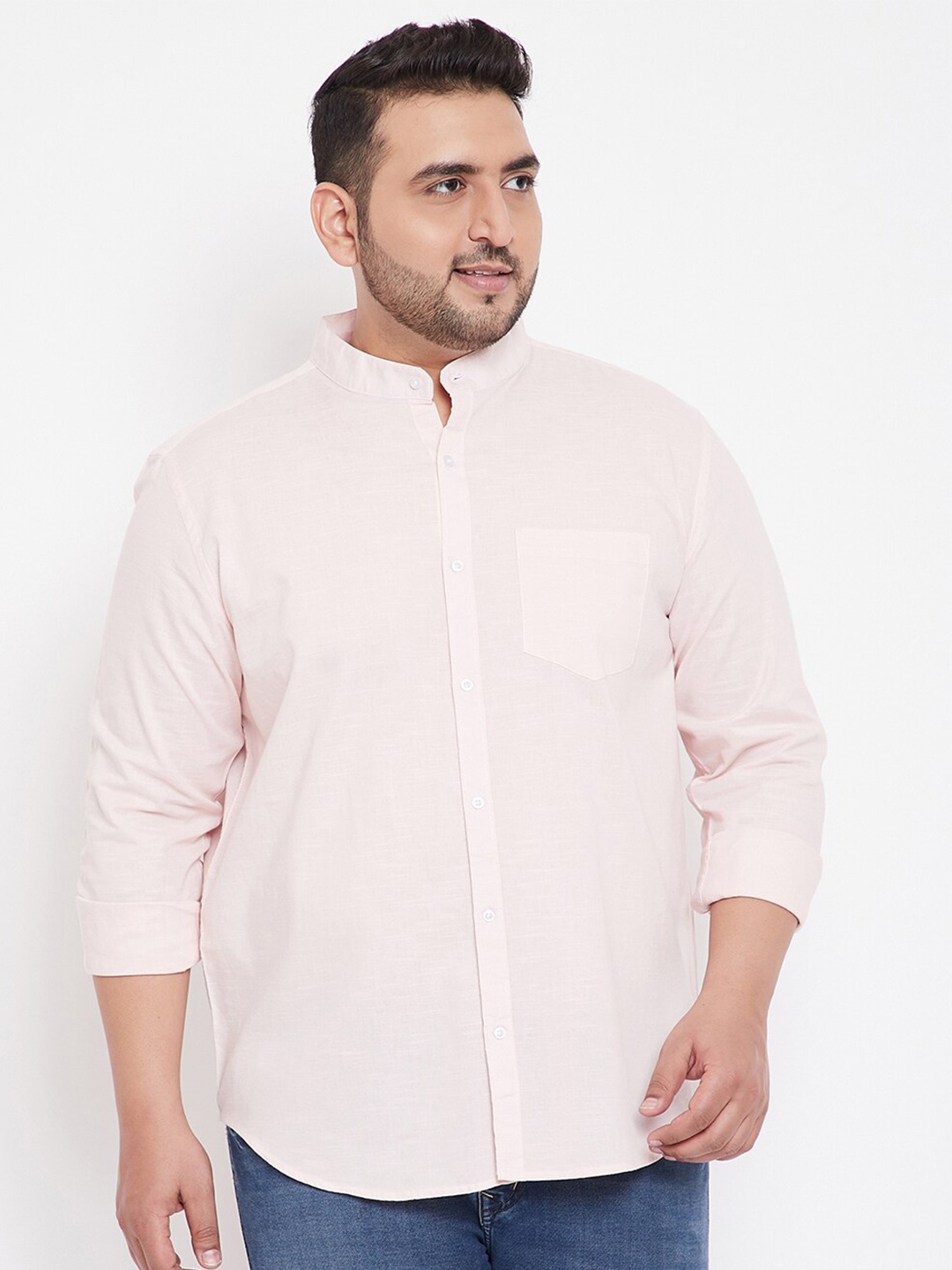 

Instafab Plus Men Plus Size Classic Cotton Casual Shirt, Pink