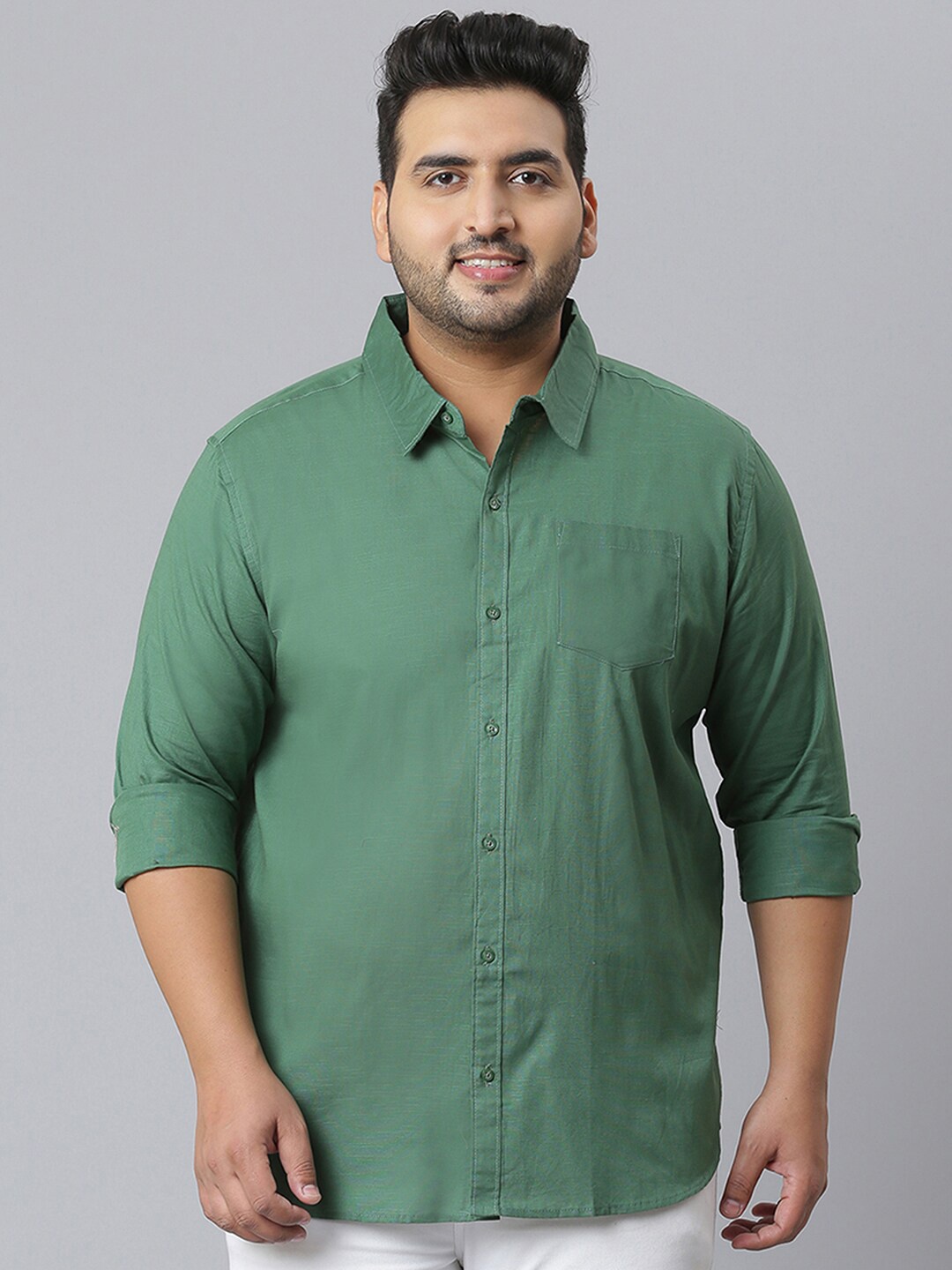

Instafab Plus Men Plus Size Classic Cotton Casual Shirt, Green
