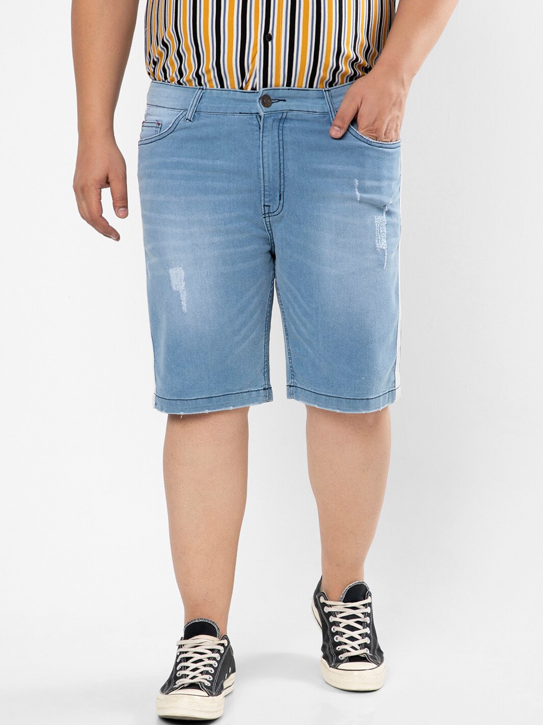 

Instafab Plus Men Plus Size Washed Denim Outdoor Denim Shorts, Blue