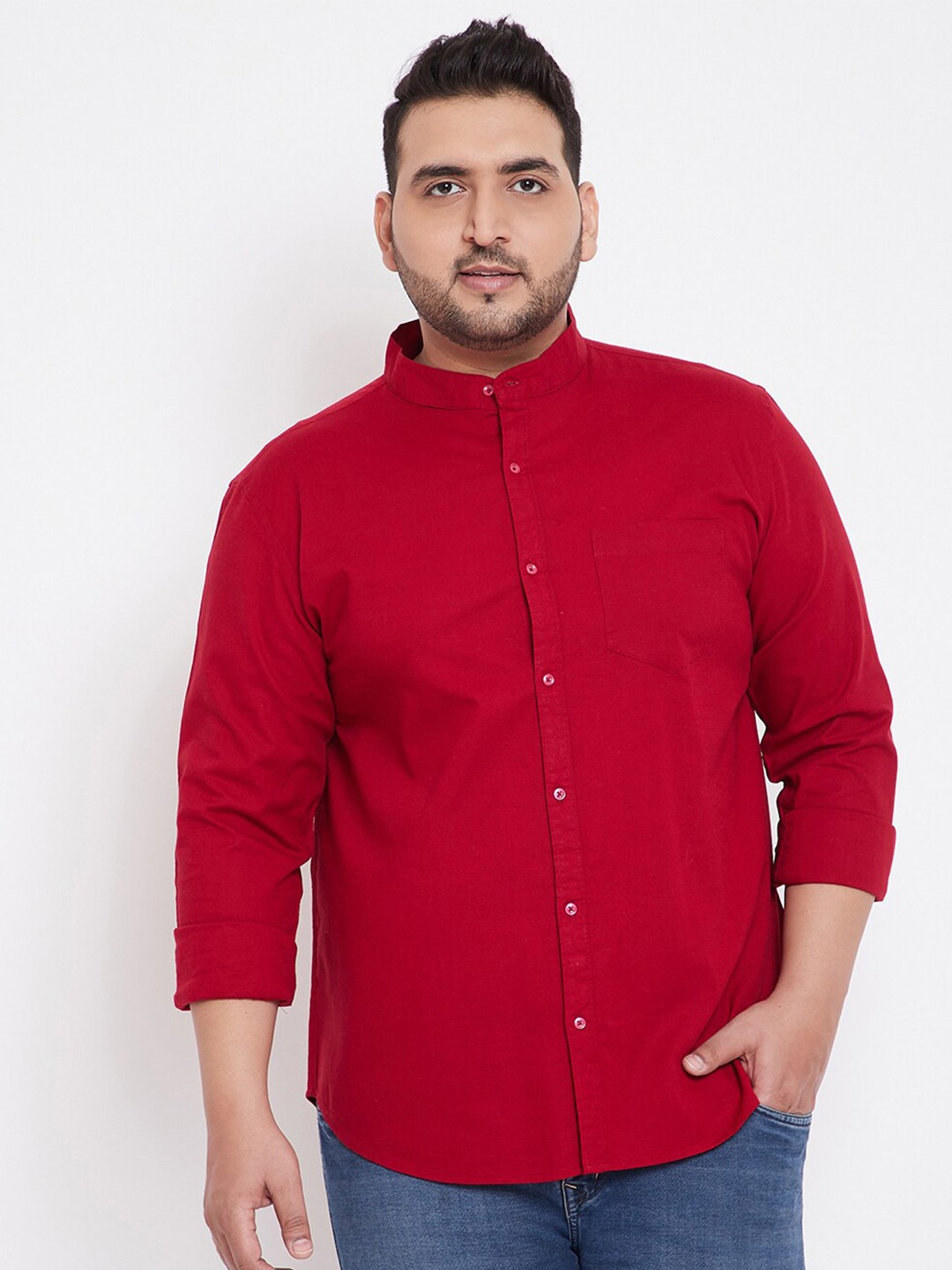 Instafab Plus Men Plus Size Casual Shirt, Red