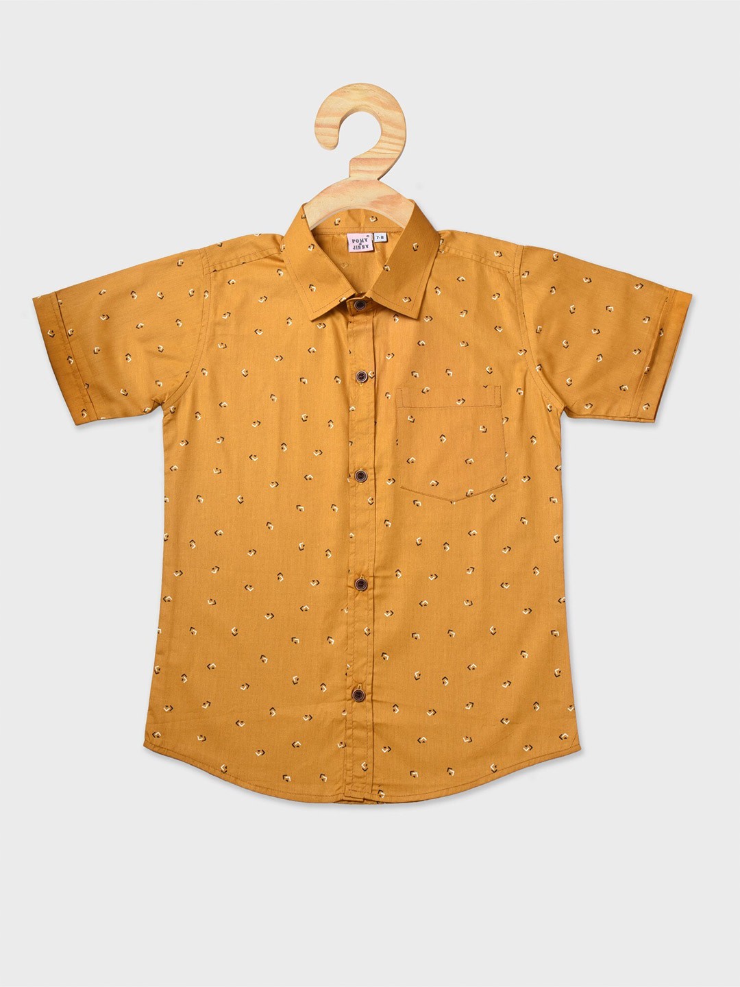 

POMY & JINNY Boys Slim Fit Printed Cotton Casual Shirt, Mustard