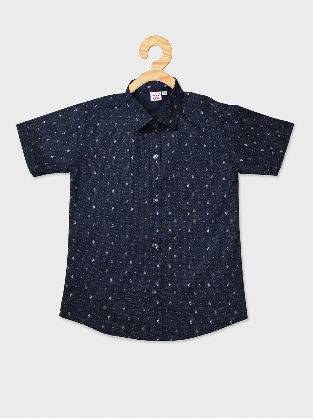 

POMY & JINNY Boys Slim Fit Printed Casual Shirt, Navy blue