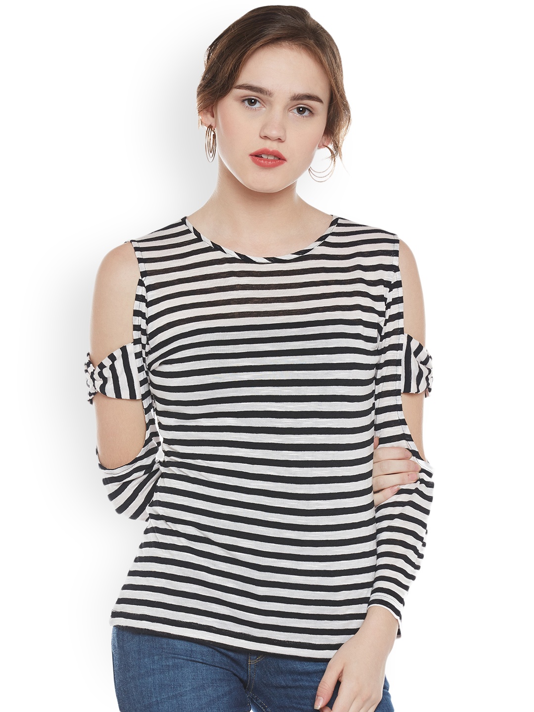 

WISSTLER Women Black Striped Top