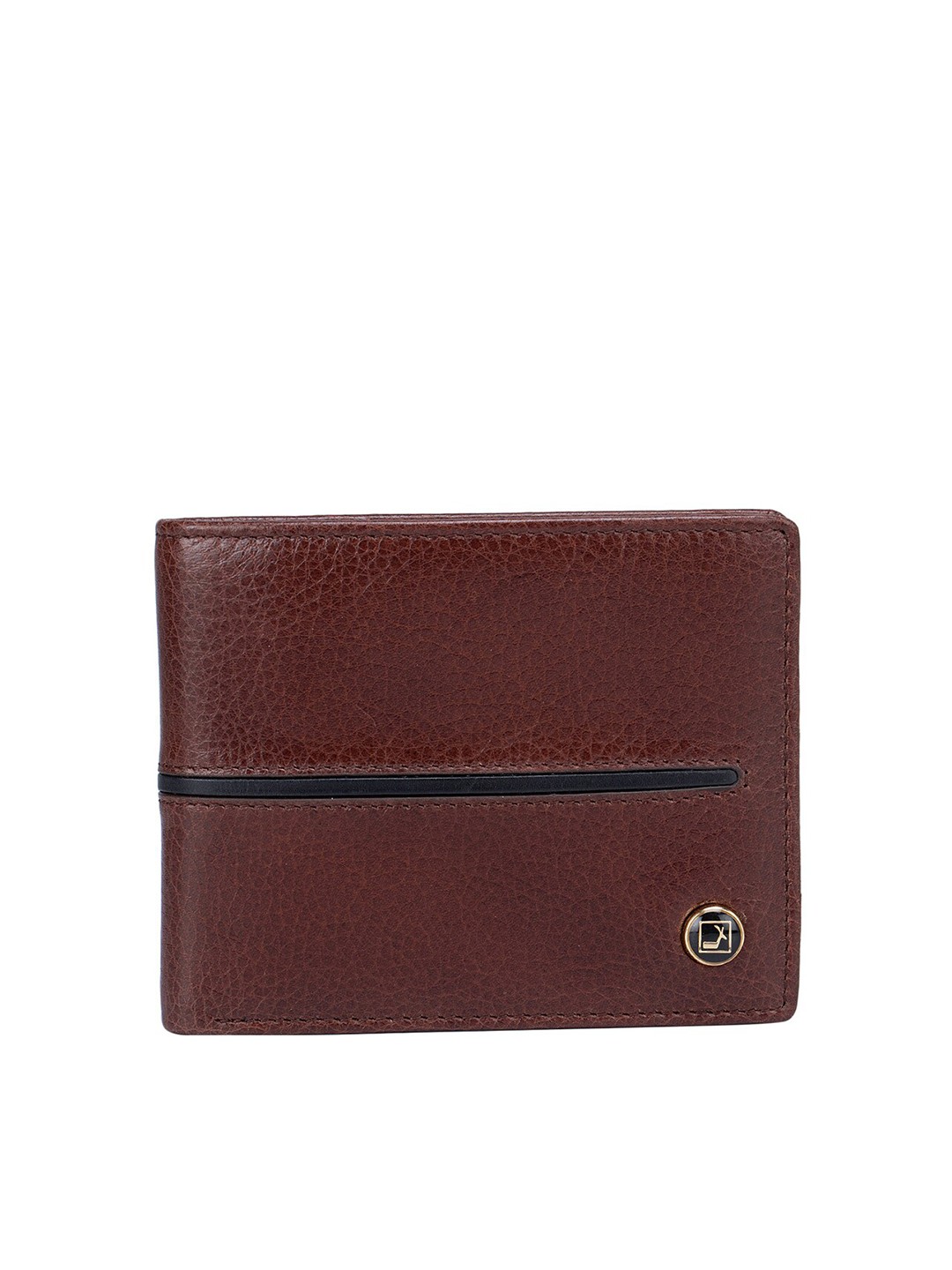 

Da Milano Men Textured Leather Two Fold Wallet, Brown