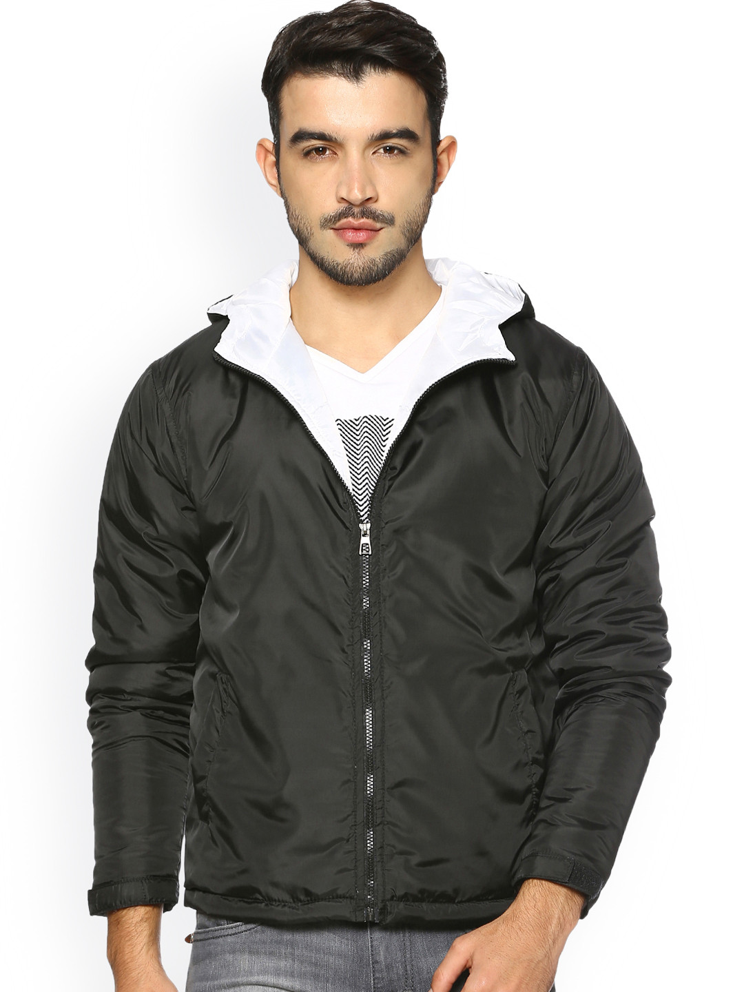 

Campus Sutra Men Black Solid Biker Jacket