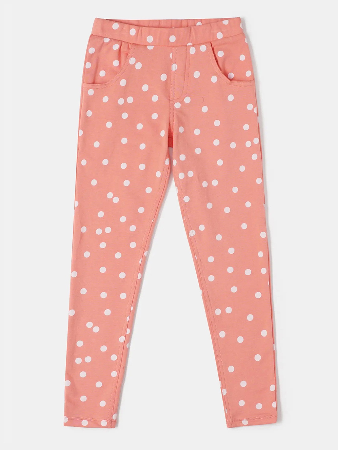 

Jockey Girls Cotton Slim Fit Printed Jeggings With Convenient Side Pockets-UG37, Peach