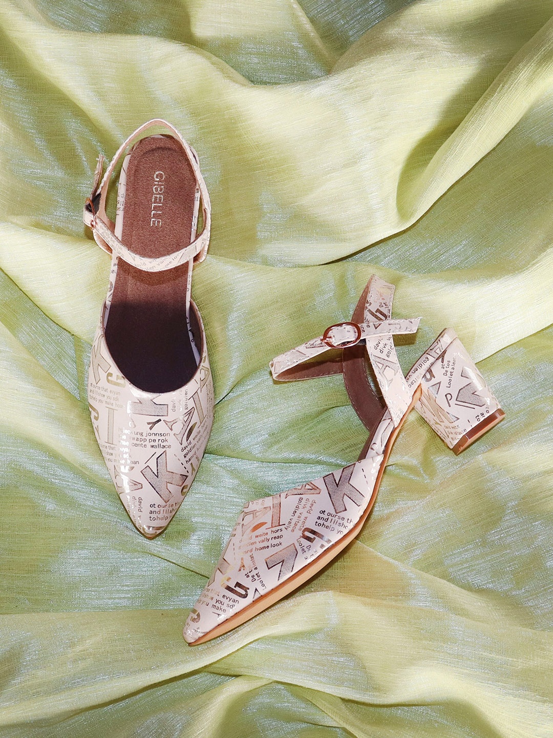 

Gibelle Printed Block Sandals, Cream