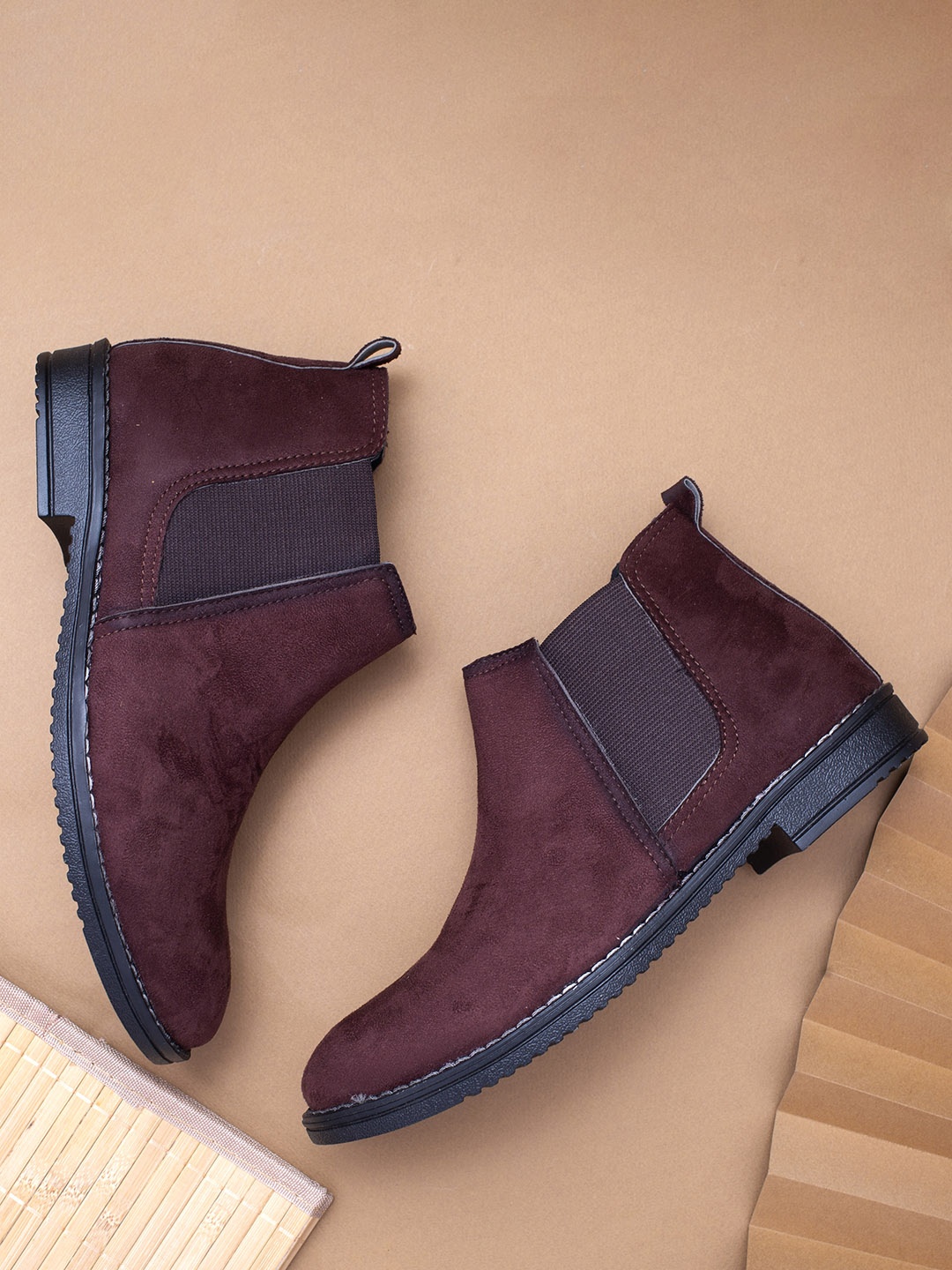 

Big Fox Men Ankle Length Chelsea Boots, Maroon