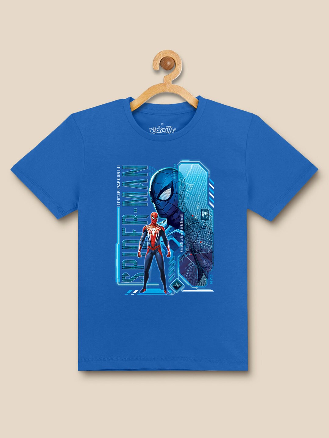 

Kids Ville Boys Spider-Man Printed Cotton T-shirt, Blue