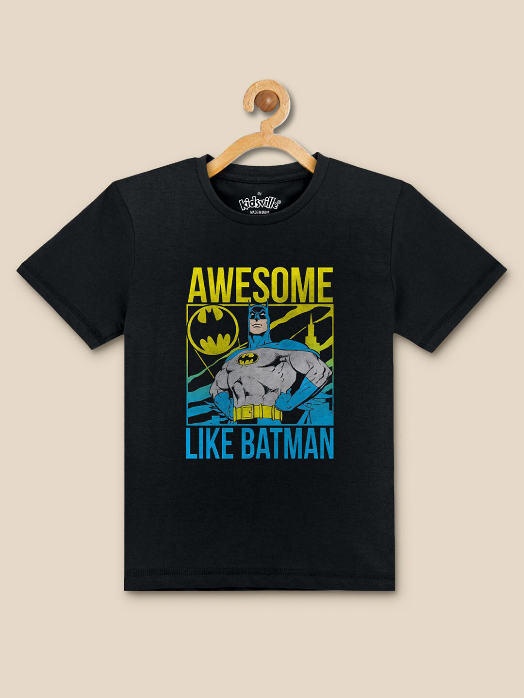 

Kids Ville Boys Batman Printed Cotton T-shirt, Black
