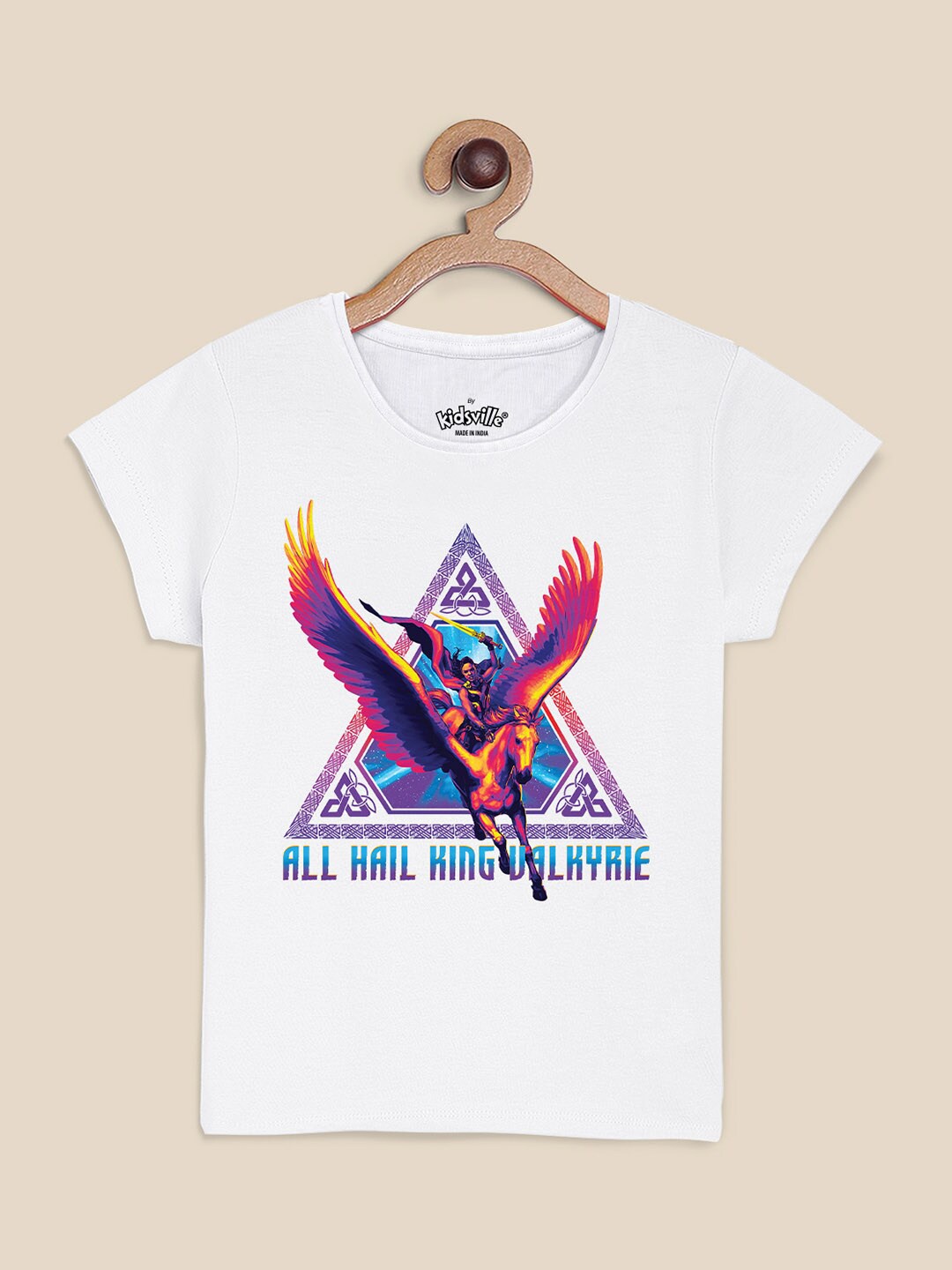 

Kids Ville Thor Printed Tshirt For Kids Girls, White