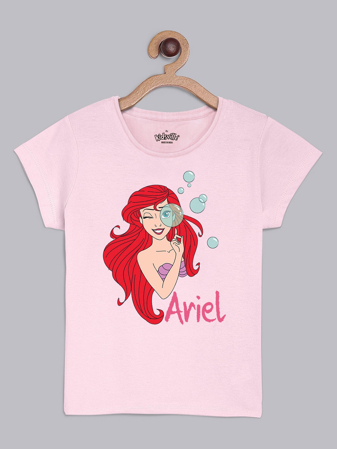 

Kids Ville Girls Disney Princess Printed Cotton T-shirt, Pink