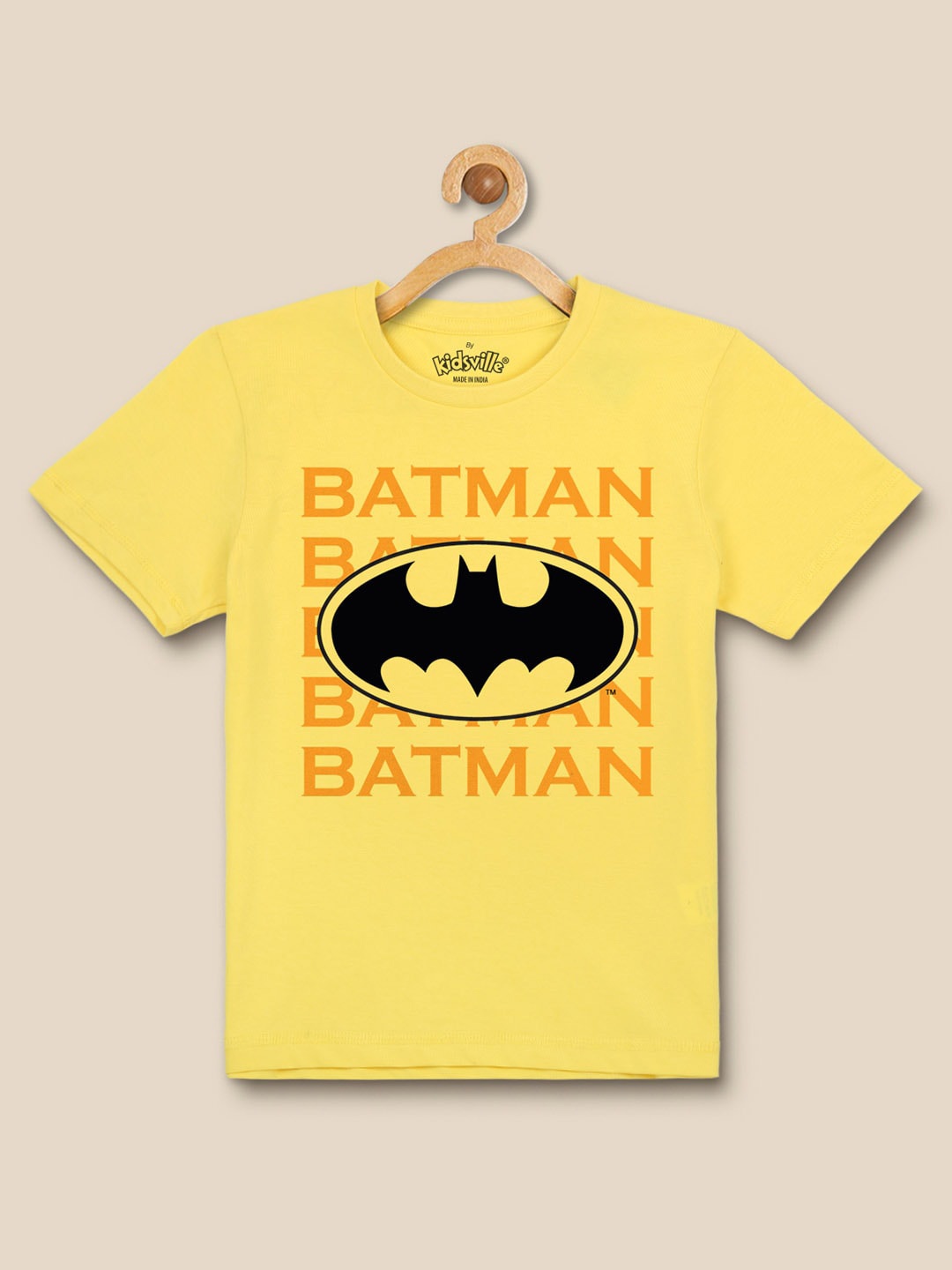 

Kids Ville Boys Batman Printed Cotton T-shirt, Yellow