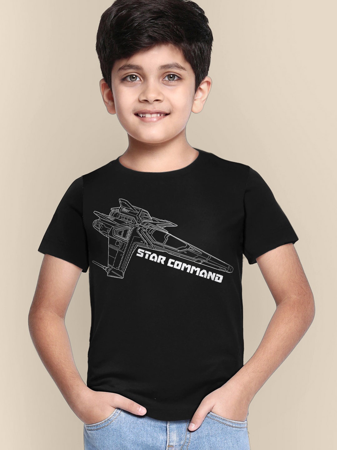 

Kids Ville Boys Cotton Printed T-shirt, Black