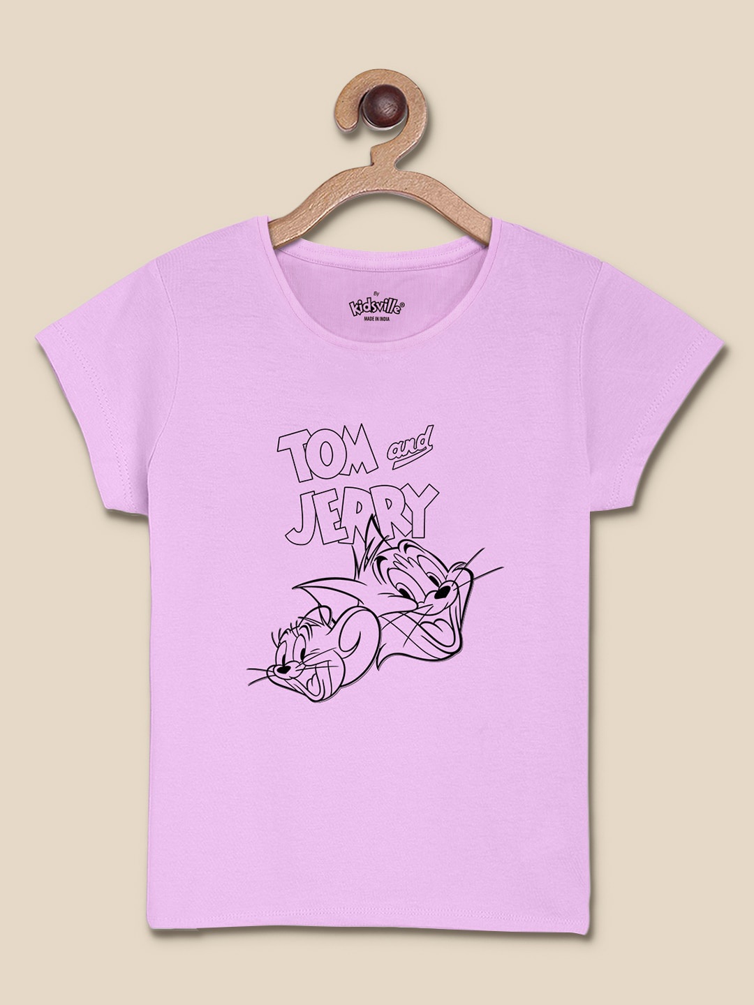 

Kids Ville Girls Cotton Printed T-shirt, Purple