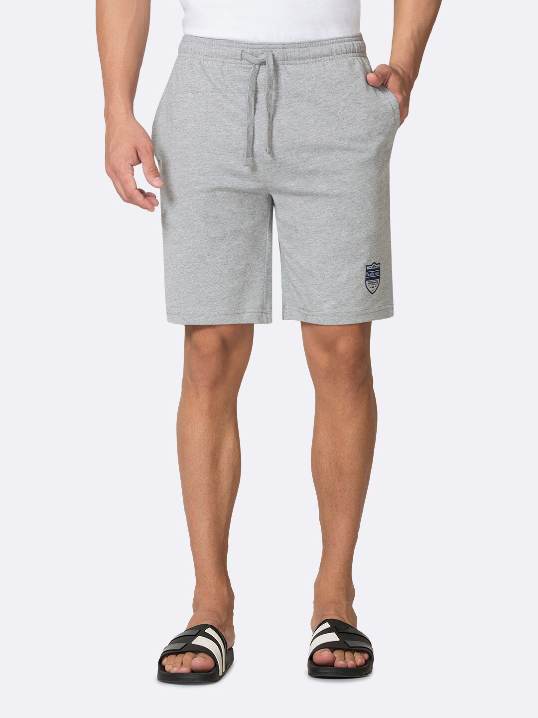 

Van Heusen Men Drawstring Waist Functional Pockets Shorts, Grey