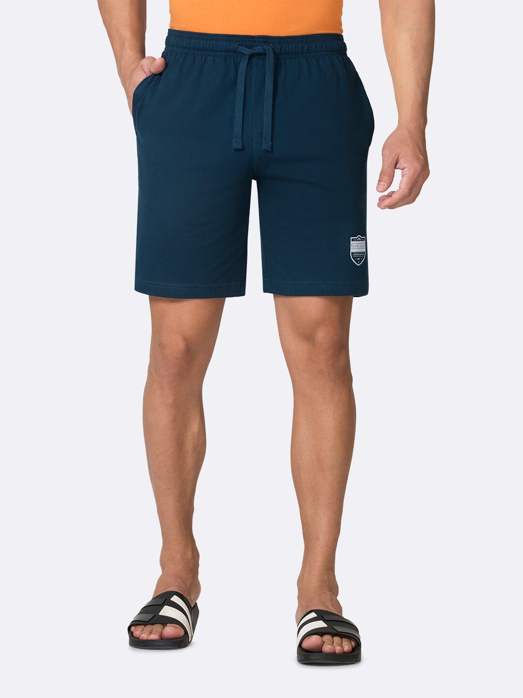 

Van Heusen Men Drawstring Waist Functional Pockets Shorts, Teal