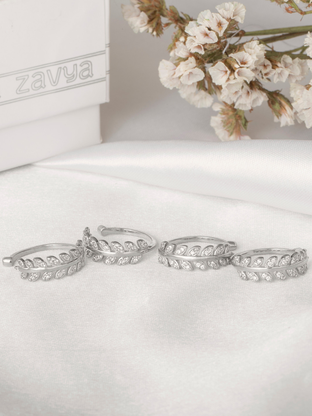 

Zavya Set of 2 Sterling Silver Rhodium-Plated Toe Rings