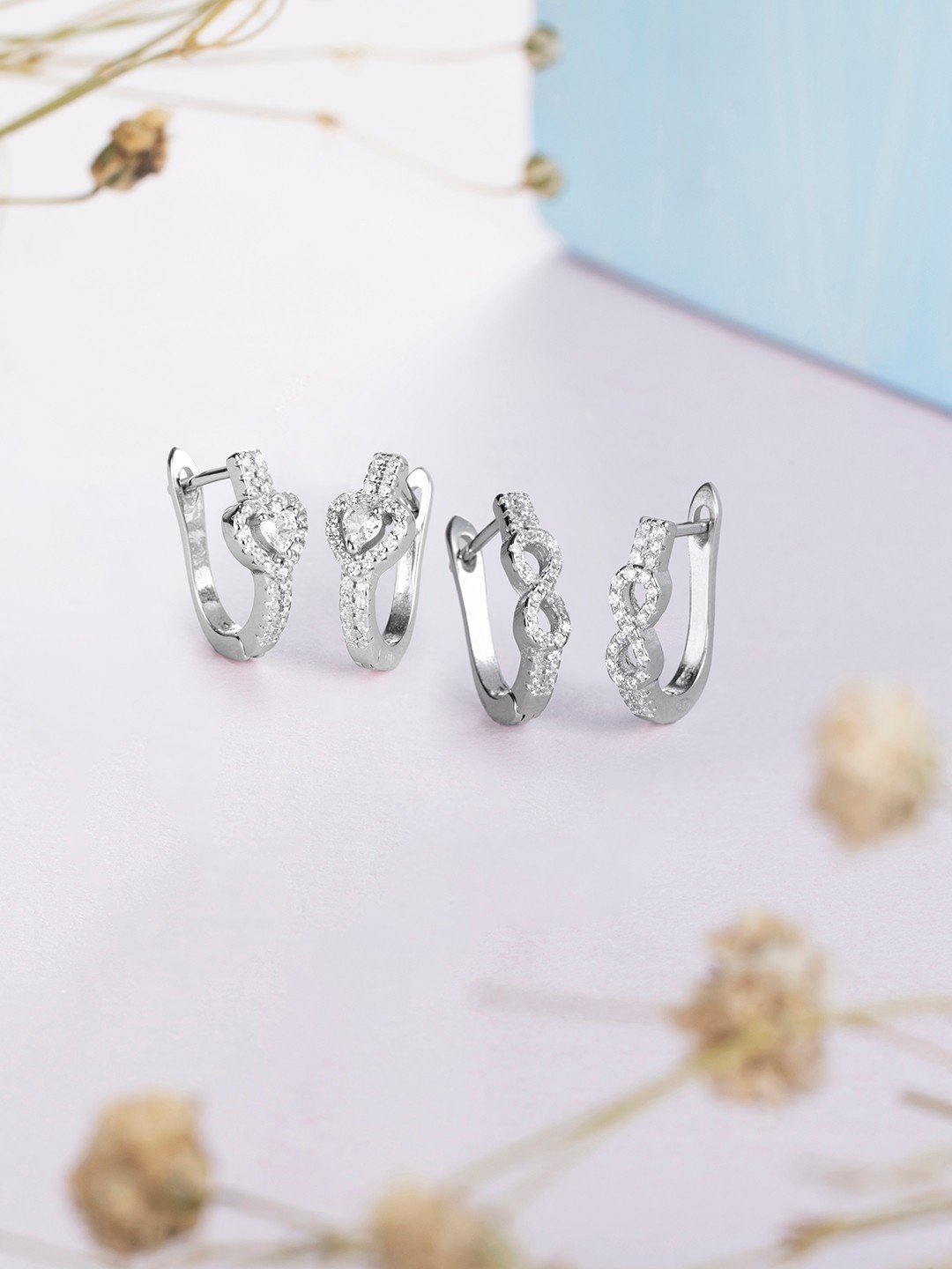 

Zavya Pack Of 2 92.5 Sterling Silver Contemporary Earrings