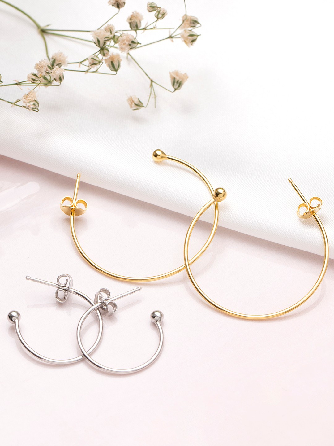 

Zavya Pack of 2 92.5 Sterling Silver Circular Half Hoop Earrings