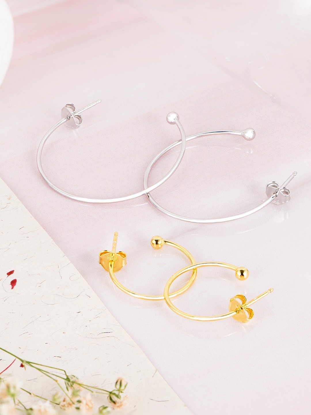 

Zavya Set Of 2 Sterling Silver Rhodium-Plated Circular Hoop Earrings