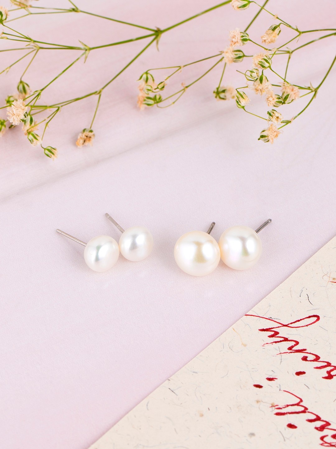 

Zavya Set Of 2 Sterling Silver Rhodium-Plated Pearls Circular Studs