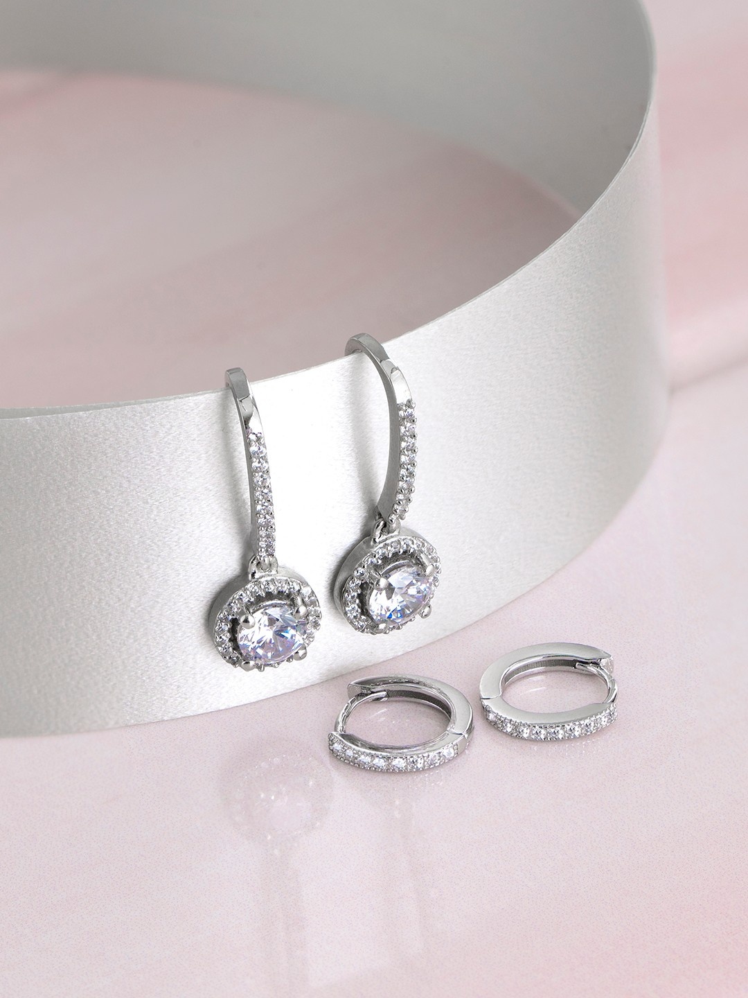 

Zavya Set Of 2 Sterling Silver Rhodium-Plated Circular Earrings