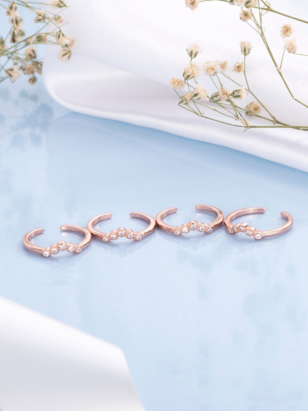 

Zavya Set of 2 92.5 Sterling Silver Silver Rose Gold-Plated Toe Rings