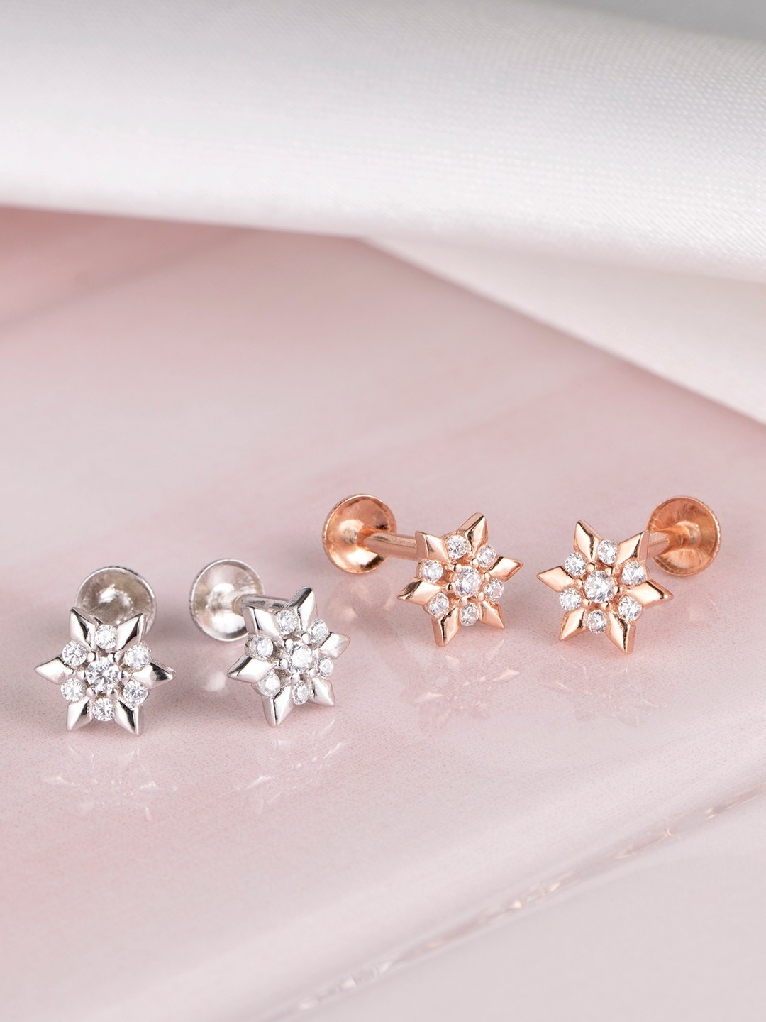

Zavya Set Of 2 Sterling Silver Rhodium-Plated Floral Studs