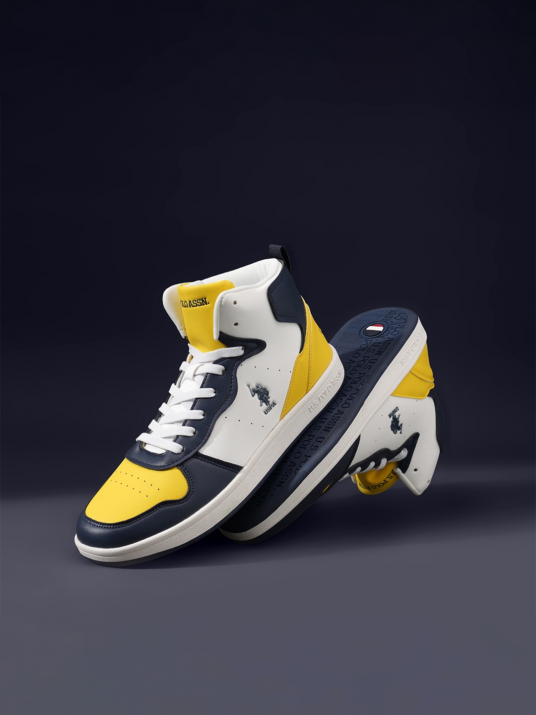 

U.S. Polo Assn. Men Lace-Ups Colourblocked PU Sneakers, Yellow