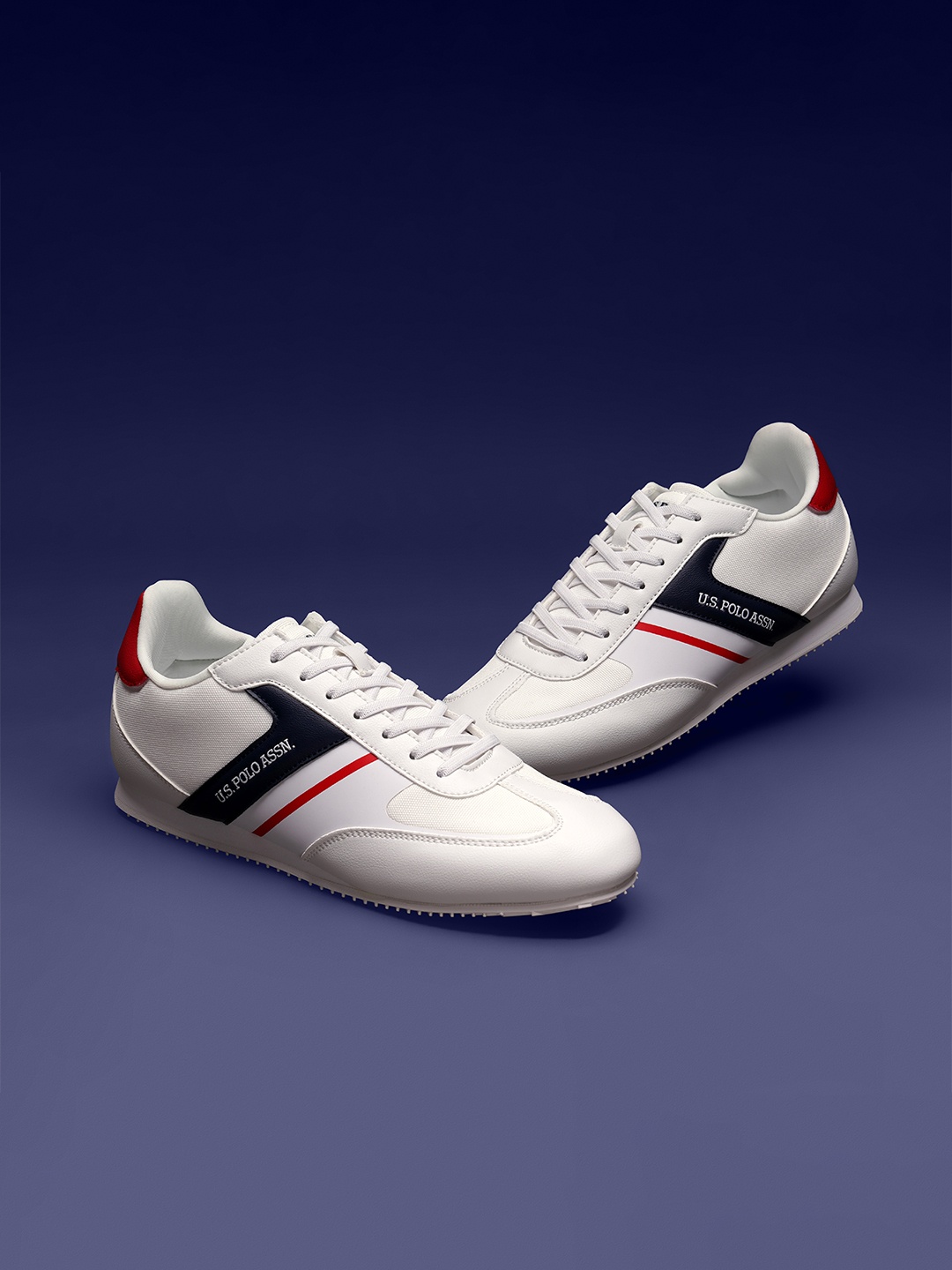 

U.S. Polo Assn. Men Lace-Ups Colourblocked PU Sneakers, Off white
