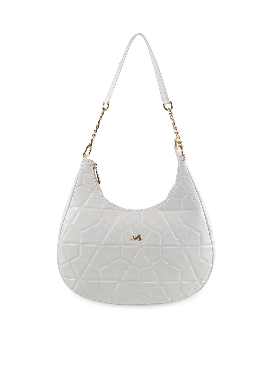 

Metro Textured Half moon Hobo Bag, White