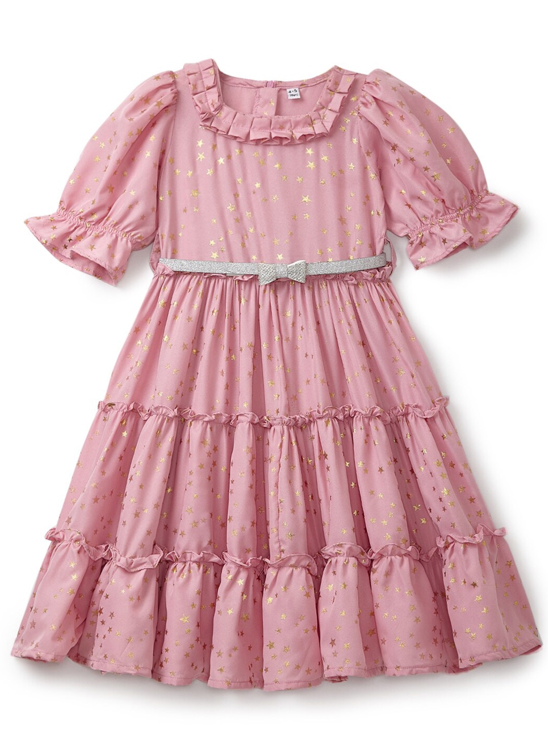 

YK Girls Tiered Velvet Dress, Pink