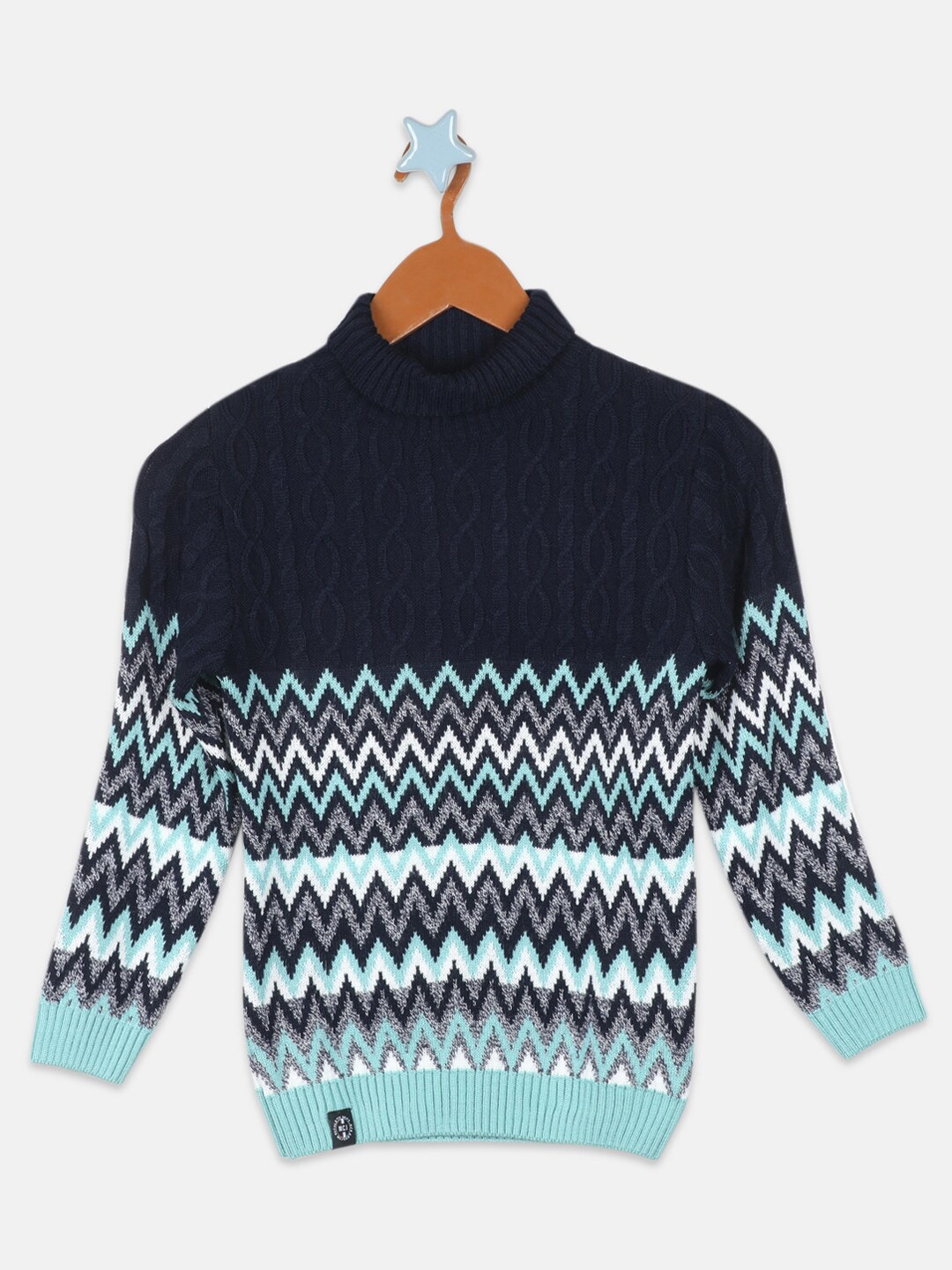 

Monte Carlo Boys Printed Acrylic Pullover, Navy blue