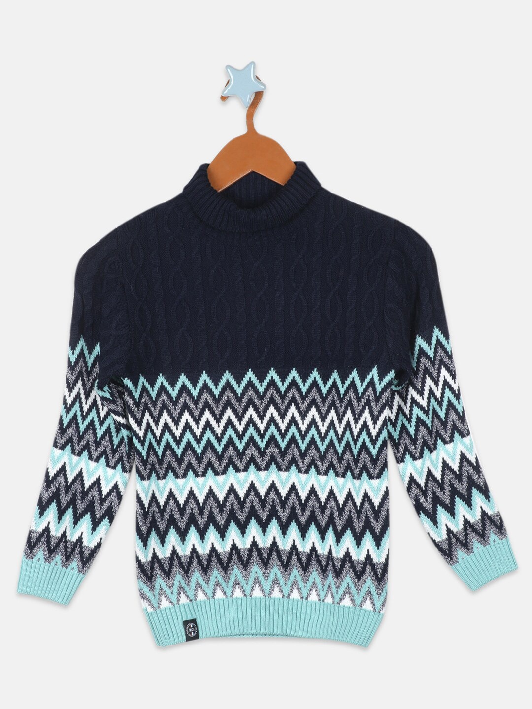 

Monte Carlo Boys Chevron Printed Acrylic Pullover, Navy blue