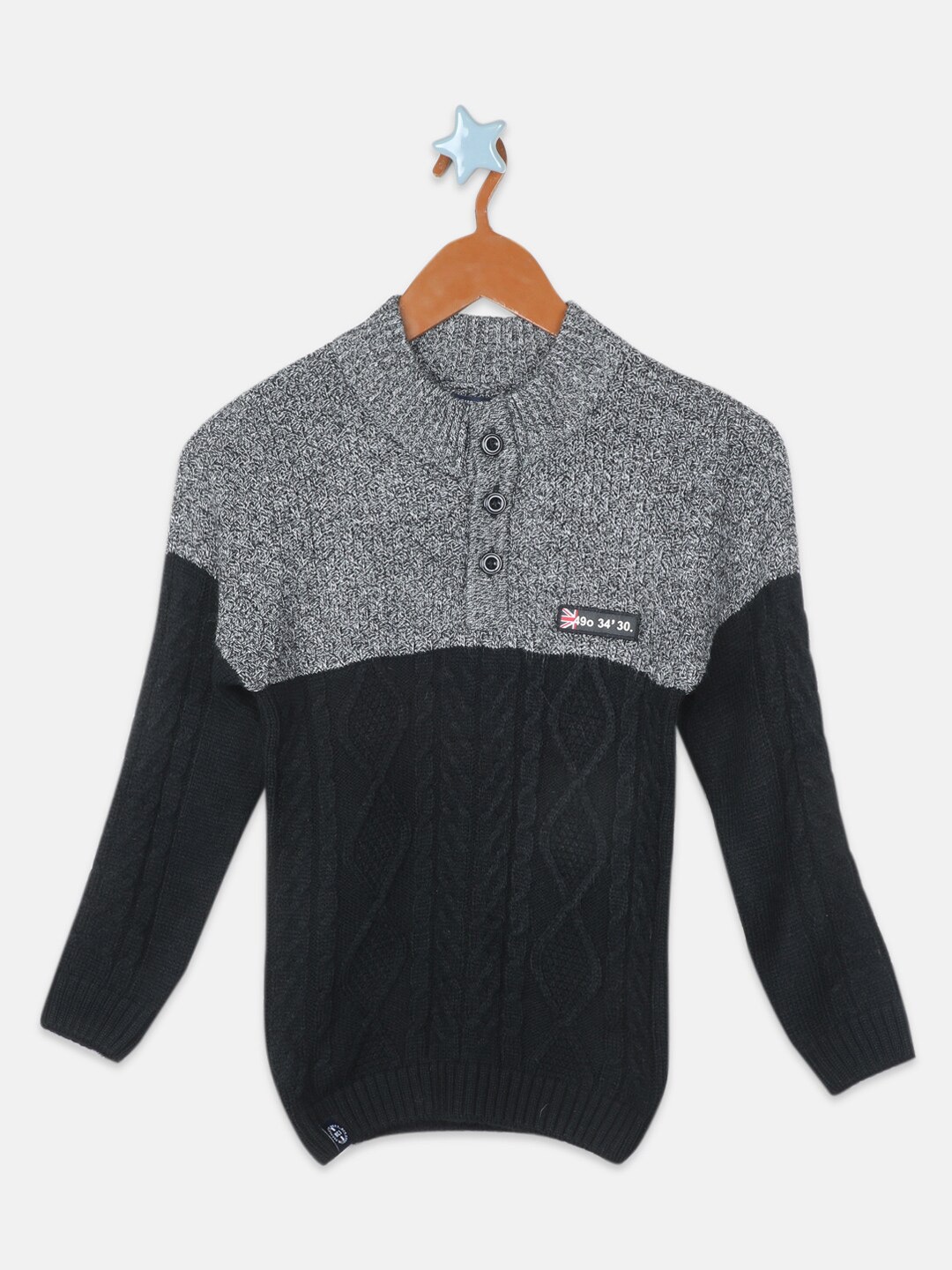 

Monte Carlo Boys Colourblocked Acrylic Pullover, Black
