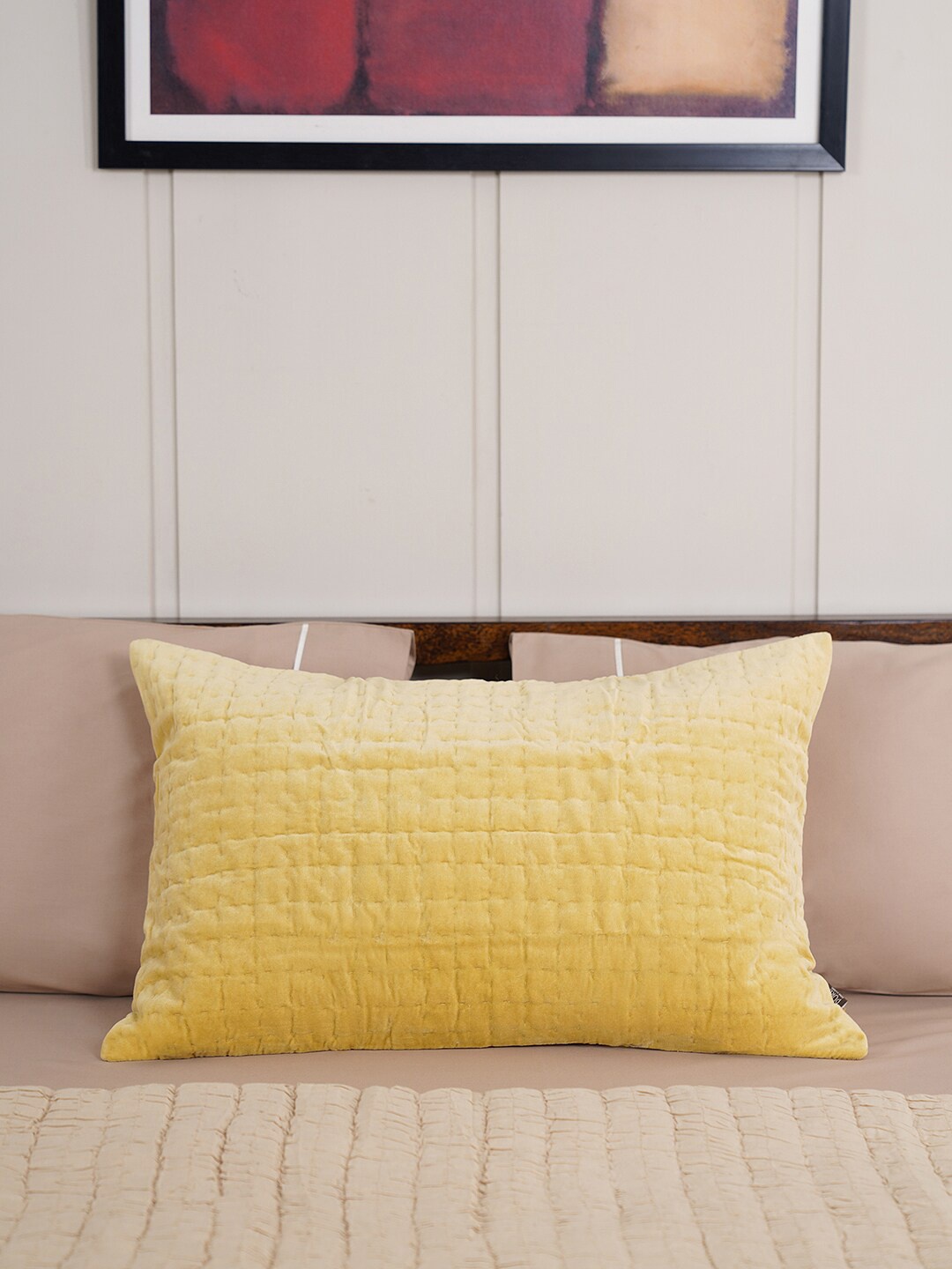 

Pure Home and Living Yellow Textured Superfine Super Soft Velvet Pillow Cover