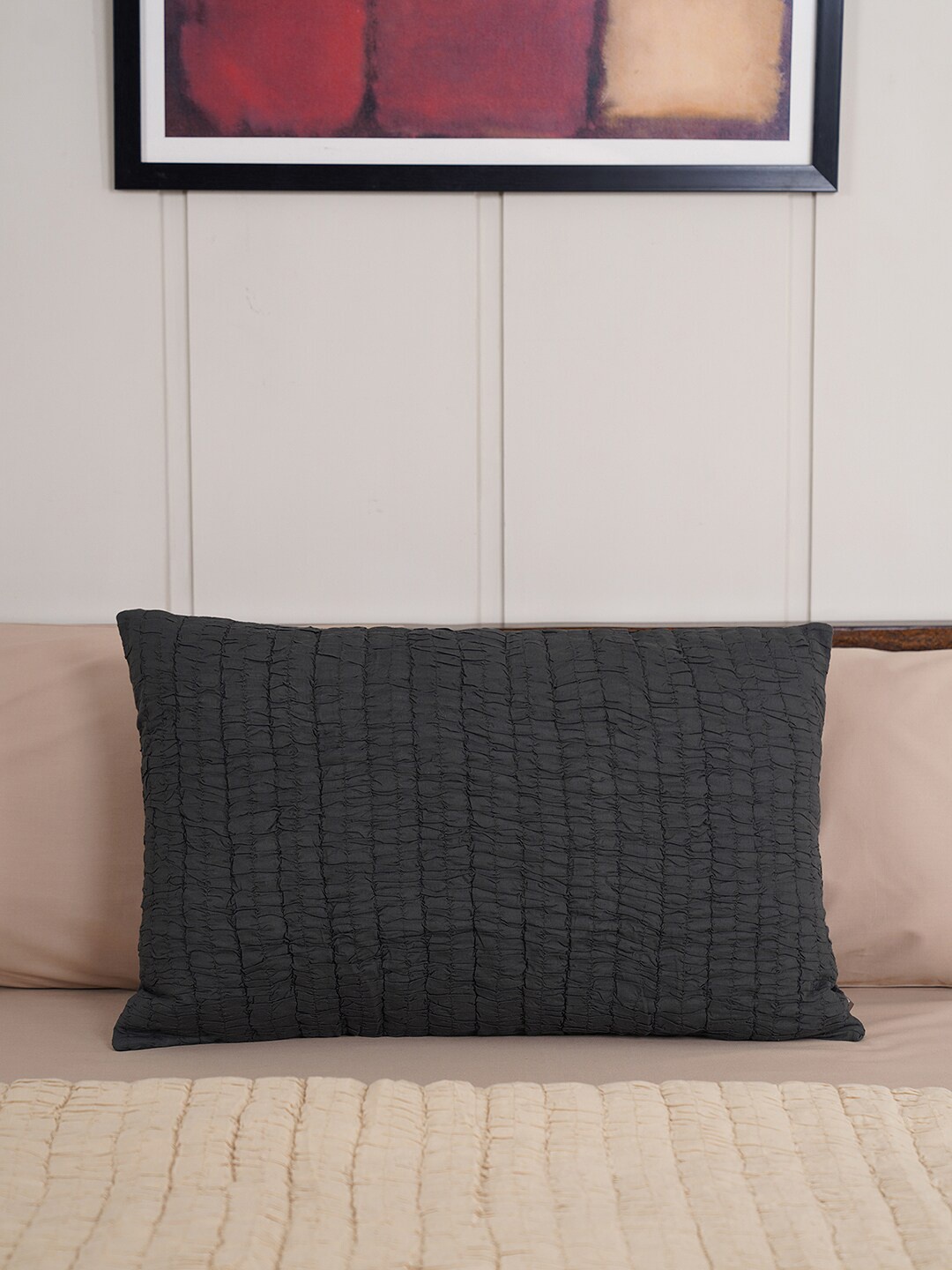 

Pure Home and Living Grey Self-Design Superfine Pillow Cover