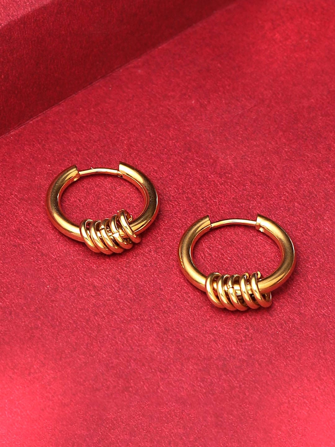 

Yellow Chimes Contemporary Hoop Earrings, Gold