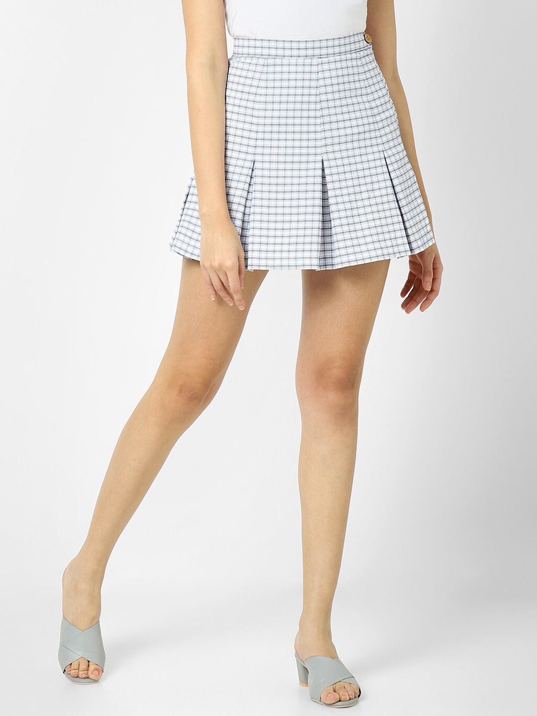 

VASTRADO Checked Pure Cotton Skirt, Blue