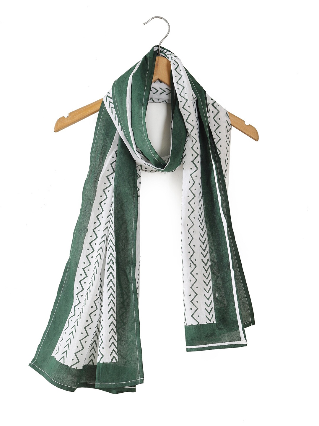 

HANDICRAFT PALACE Women Chevron Printed Cotton Scarf, Green