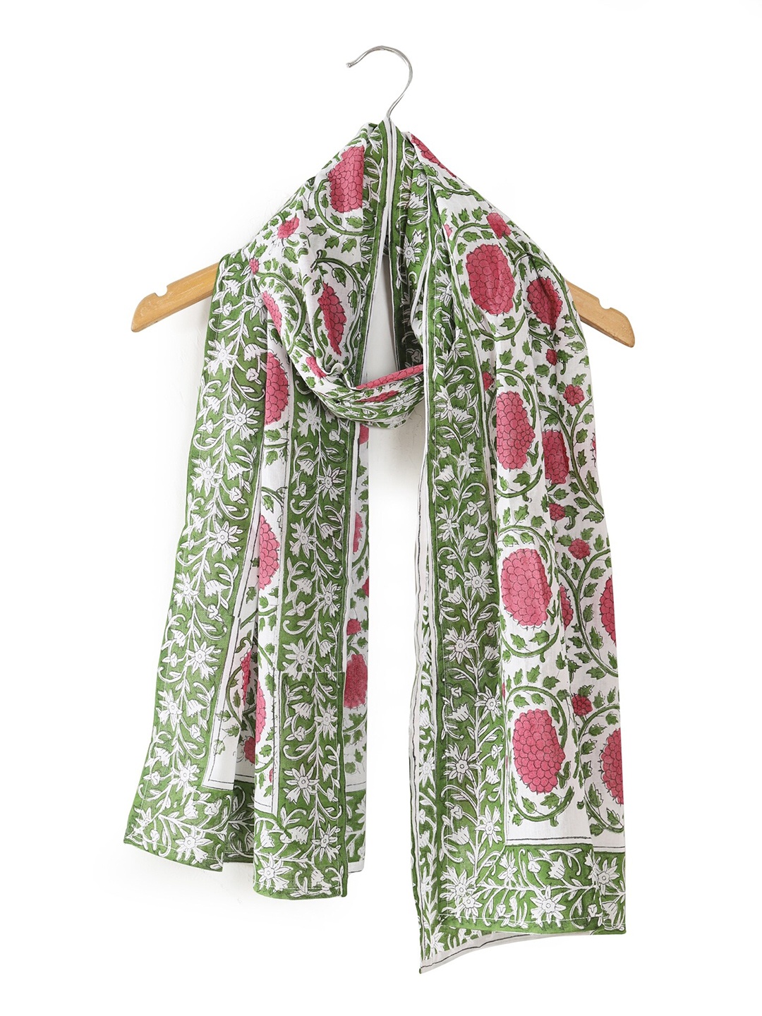 

HANDICRAFT PALACE Women Flower Printed Cotton Scarf, Green