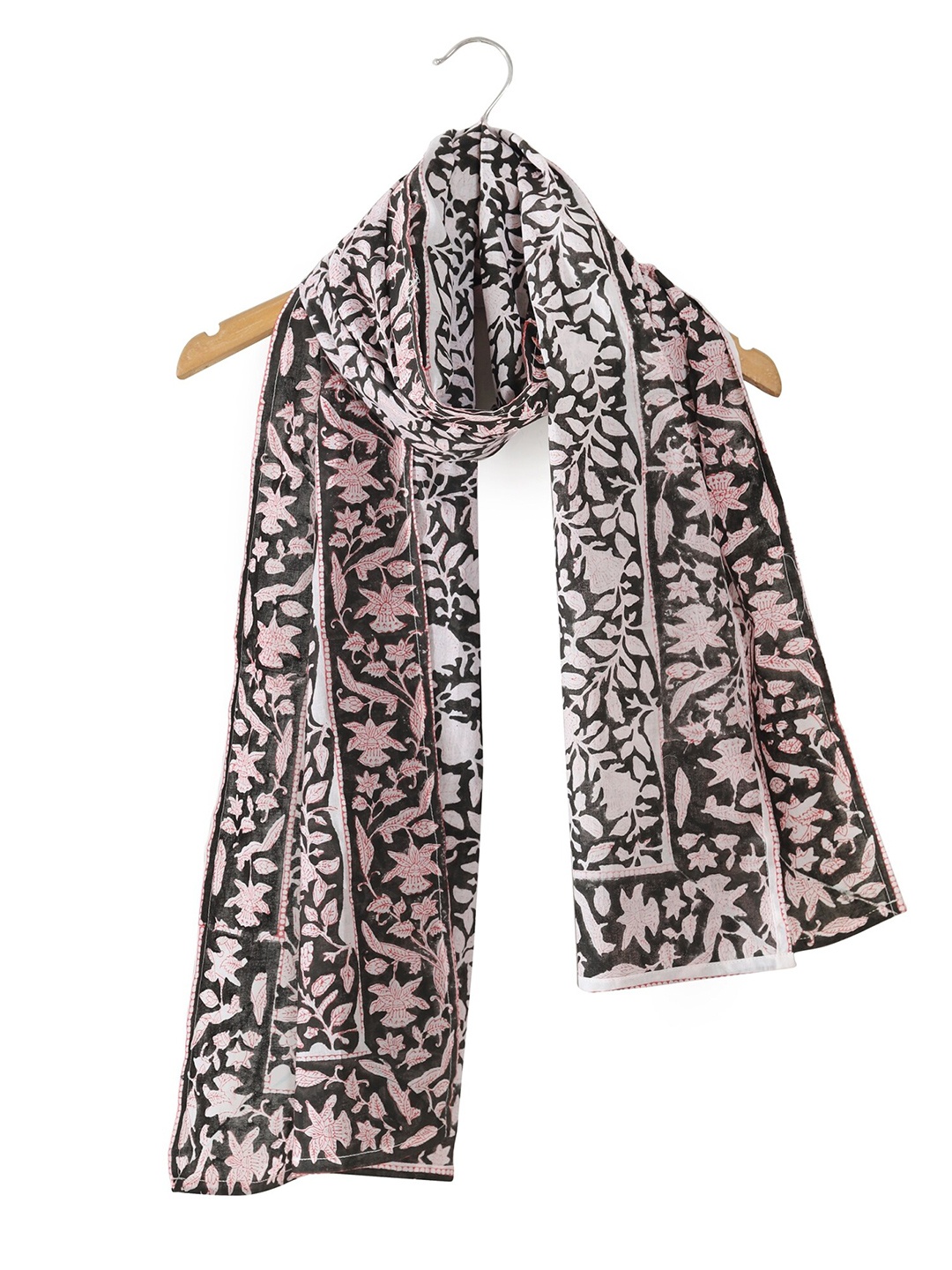 

HANDICRAFT PALACE Women Flower Printed Cotton Scarf, Black