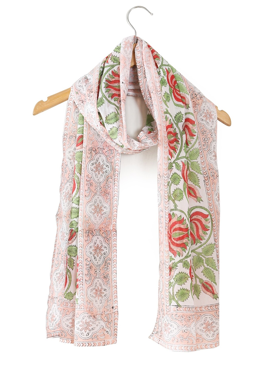 

HANDICRAFT PALACE Women White & Pink Printed Scarf