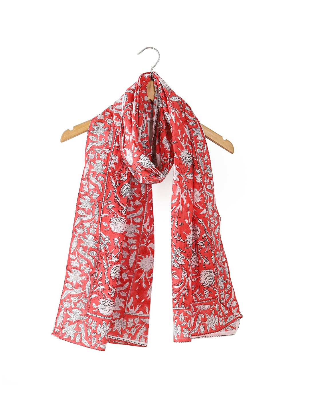 

HANDICRAFT PALACE Women Flower Printed Cotton Scarf, Red